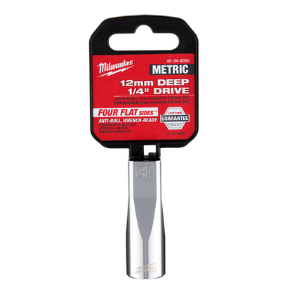 Milwaukee 1/4in Drive 12mm Metric 6-Point Deep Socket 45349050