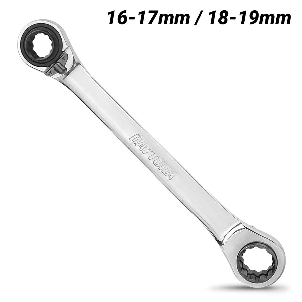 Daytona D4117 16-17mm / 18-19mm Metric 4-In-1 72-Tooth Reversible Ratcheting Spanner