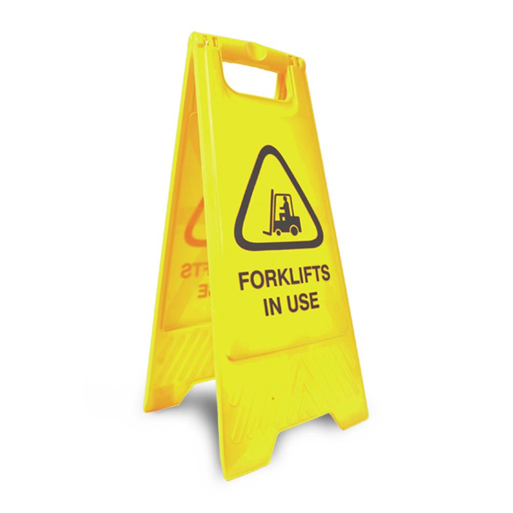 CleanLink 12159 32x31x65cm Yellow Safety Sign Forklifts In Use