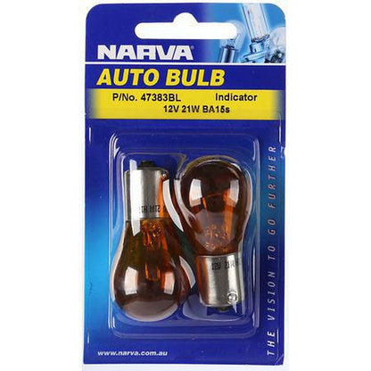 Narva Bayonet BA15s Amber Globe 12V 21W 47383BL