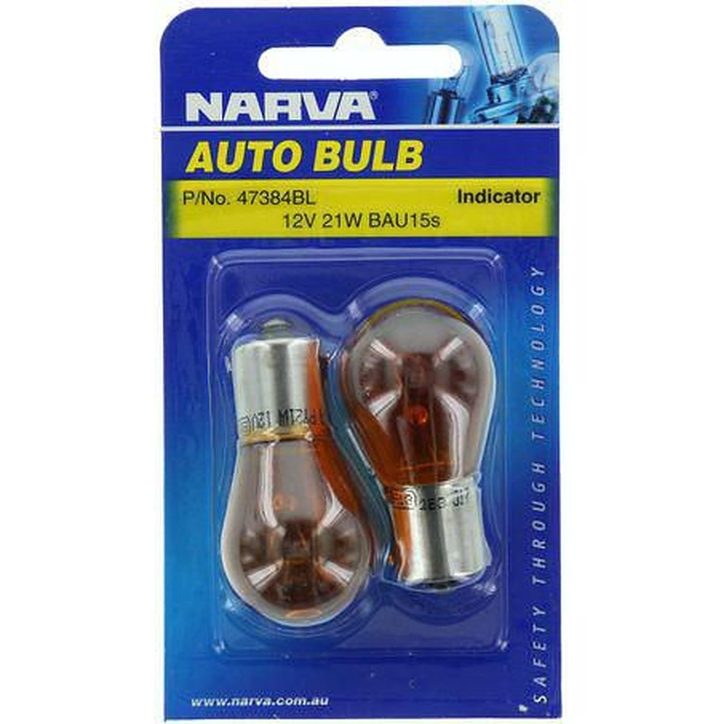 Narva PY21W Bayonet BAU15s Amber Globe 12V 21W 47384BL
