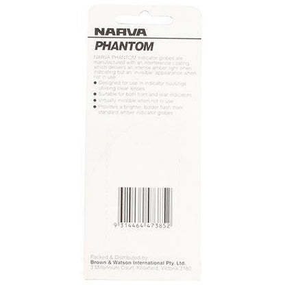 Narva Phantom Amber Indicator Globe BAU15s 12V 21W 47385BL