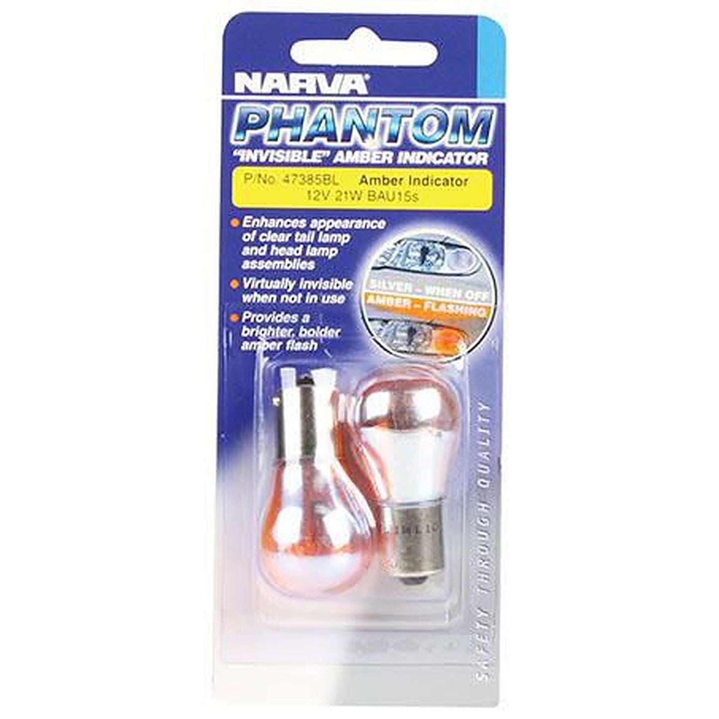 Narva Phantom Amber Indicator Globe BAU15s 12V 21W 47385BL