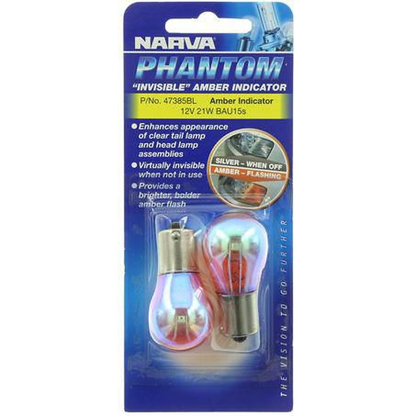 Narva Phantom Amber Indicator Globe BAU15s 12V 21W 47385BL
