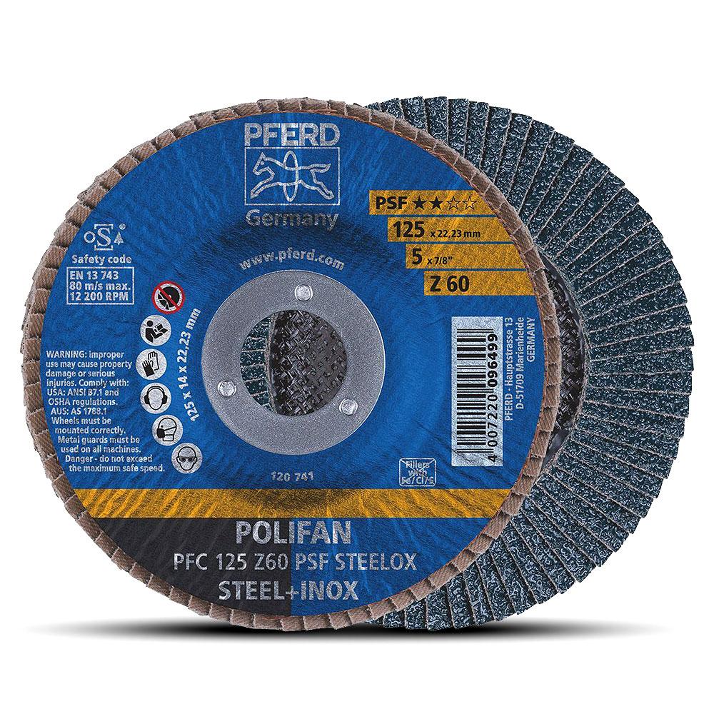 PFERD PFC 125 Z60 PSF STEELOX (67770126) 125mm (5") 60 Grit Polifan Steelox Flap Disc
