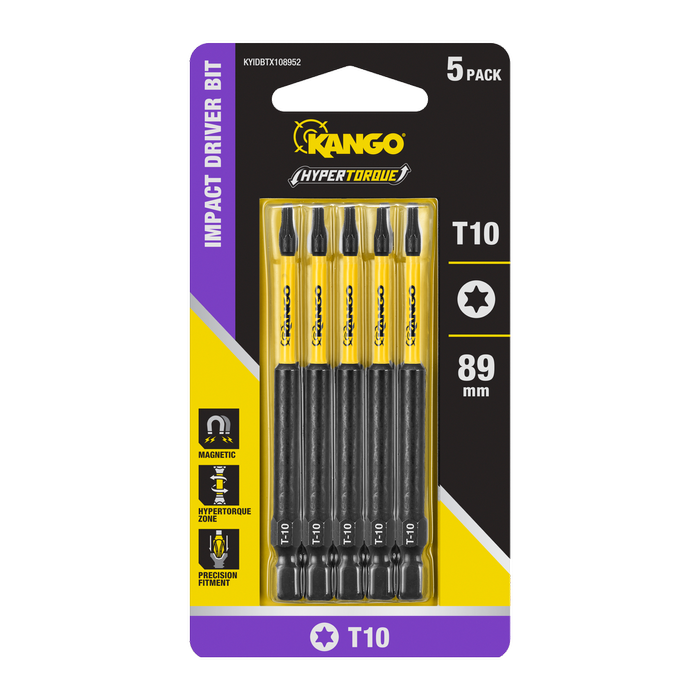 Kango 89mm TX10 HYPERTORQUE™ Impact Driver Bit - 5 Pack
