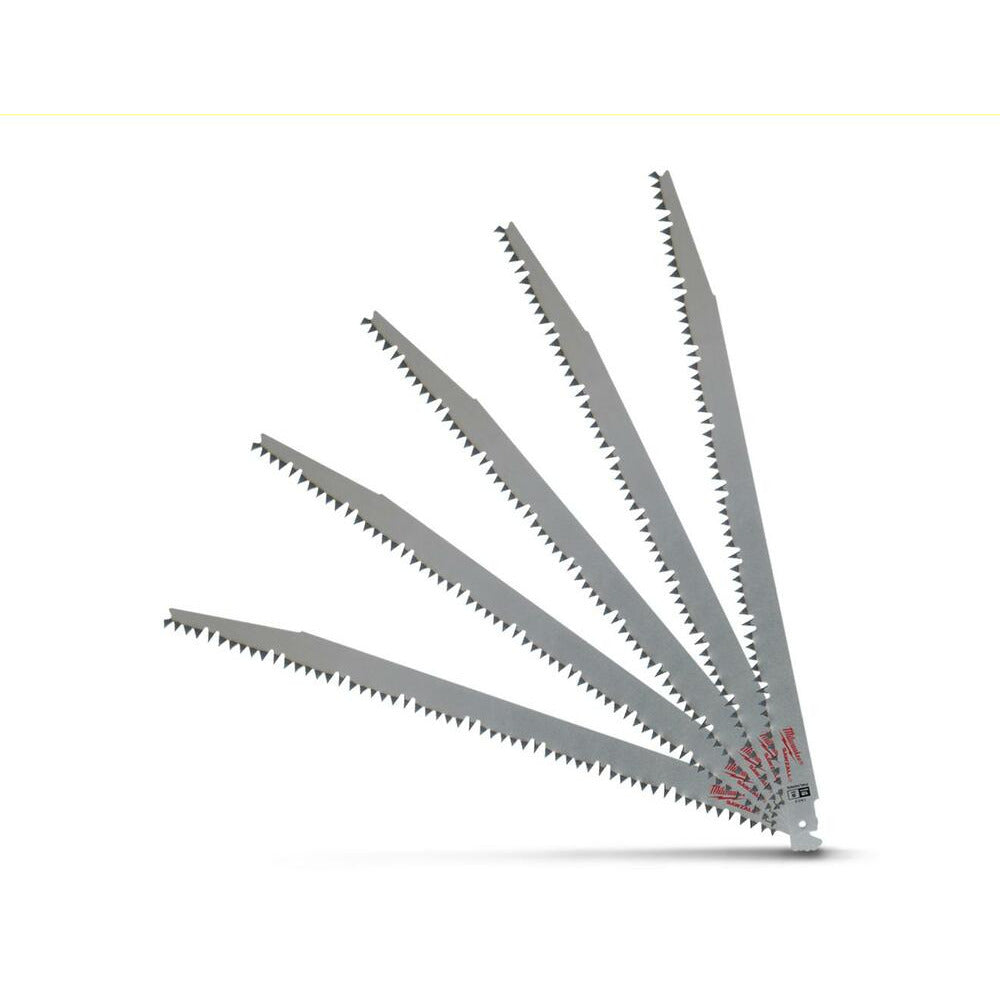 Milwaukee SAWZALL Pruning 305mm 12in 5TPI Blade 5 Pack 48001303