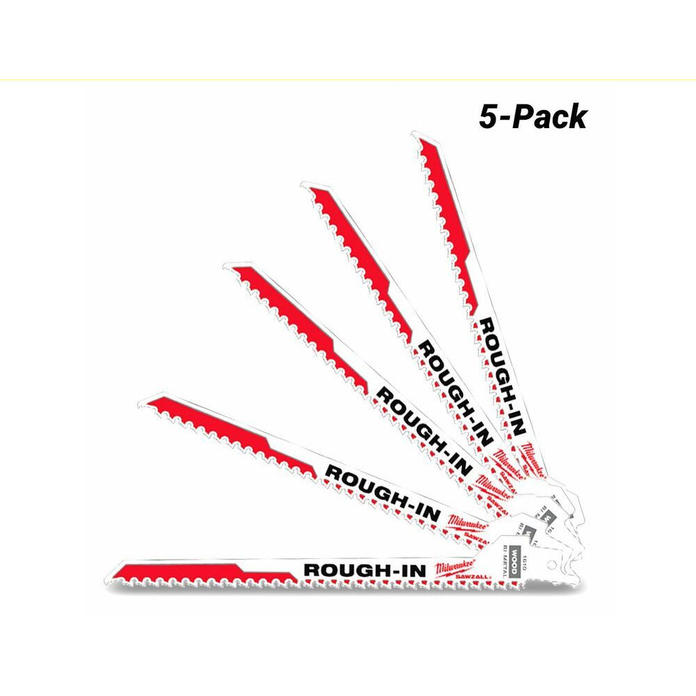 Milwaukee SAWZALL Rough-in 185mm 7-3/8 5TPI Blade 5 Pack 48001610