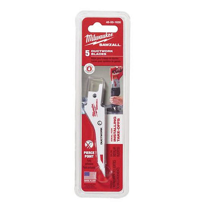 Milwaukee SAWZALL Ductwork Blade 85mm 30TPI — 5 Pack 48001630