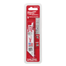 Milwaukee SAWZALL Thin Kerf Metal 100mm 3-15/16in 10TPI Blade 5 Pack 48005090