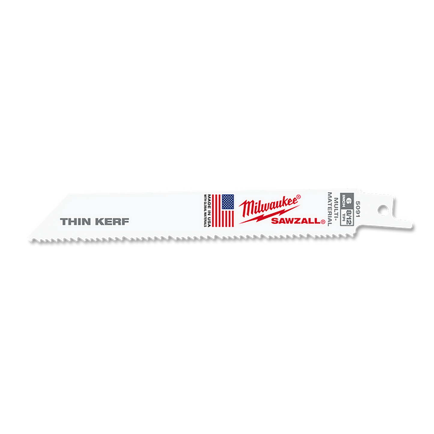 Milwaukee SAWZALL Thin Kerf Multi-Material 150mm 6in 8/12TPI Blade 5 Pack 48005091