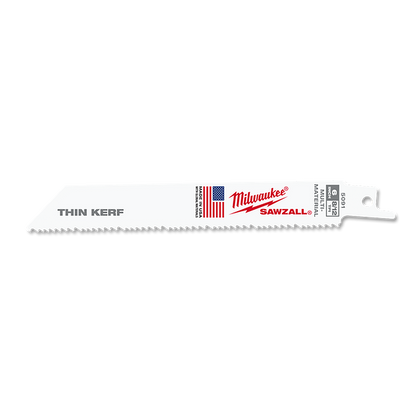 Milwaukee SAWZALL Thin Kerf Multi-Material 150mm 6in 8/12TPI Blade 5 Pack 48005091