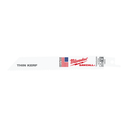 Milwaukee SAWZALL Thin Kerf Multi-Material 150mm 6in 8/12TPI Blade 5 Pack 48005091