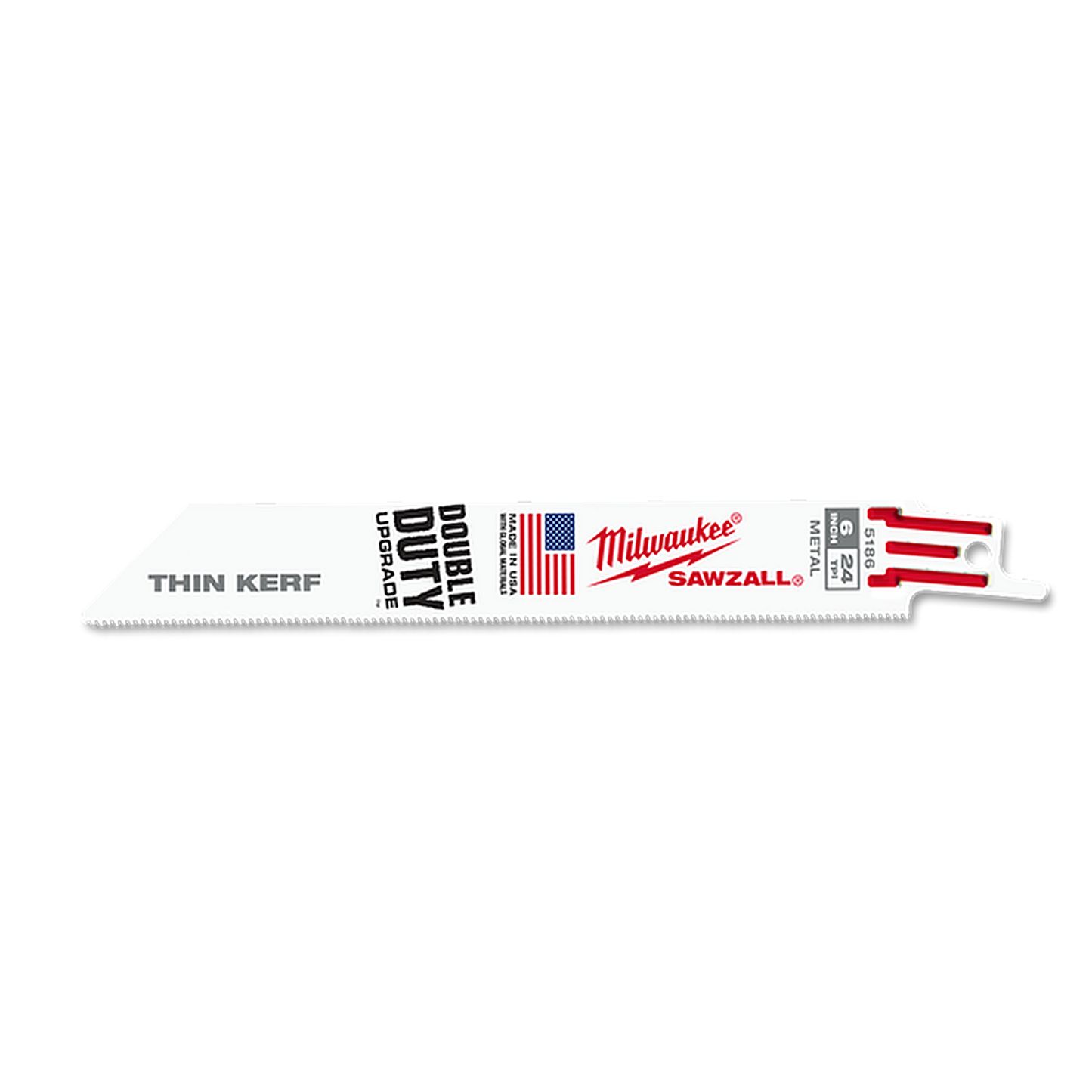 Milwaukee SAWZALL Thin Kerf Metal 150mm 6in 24TPI Blade 5 Pack 48005186