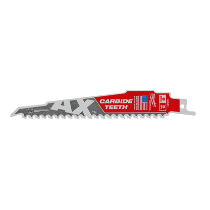 Milwaukee SAWZALL The AX with Carbide Teeth 150mm 6in 5TPI Blade 1Pk