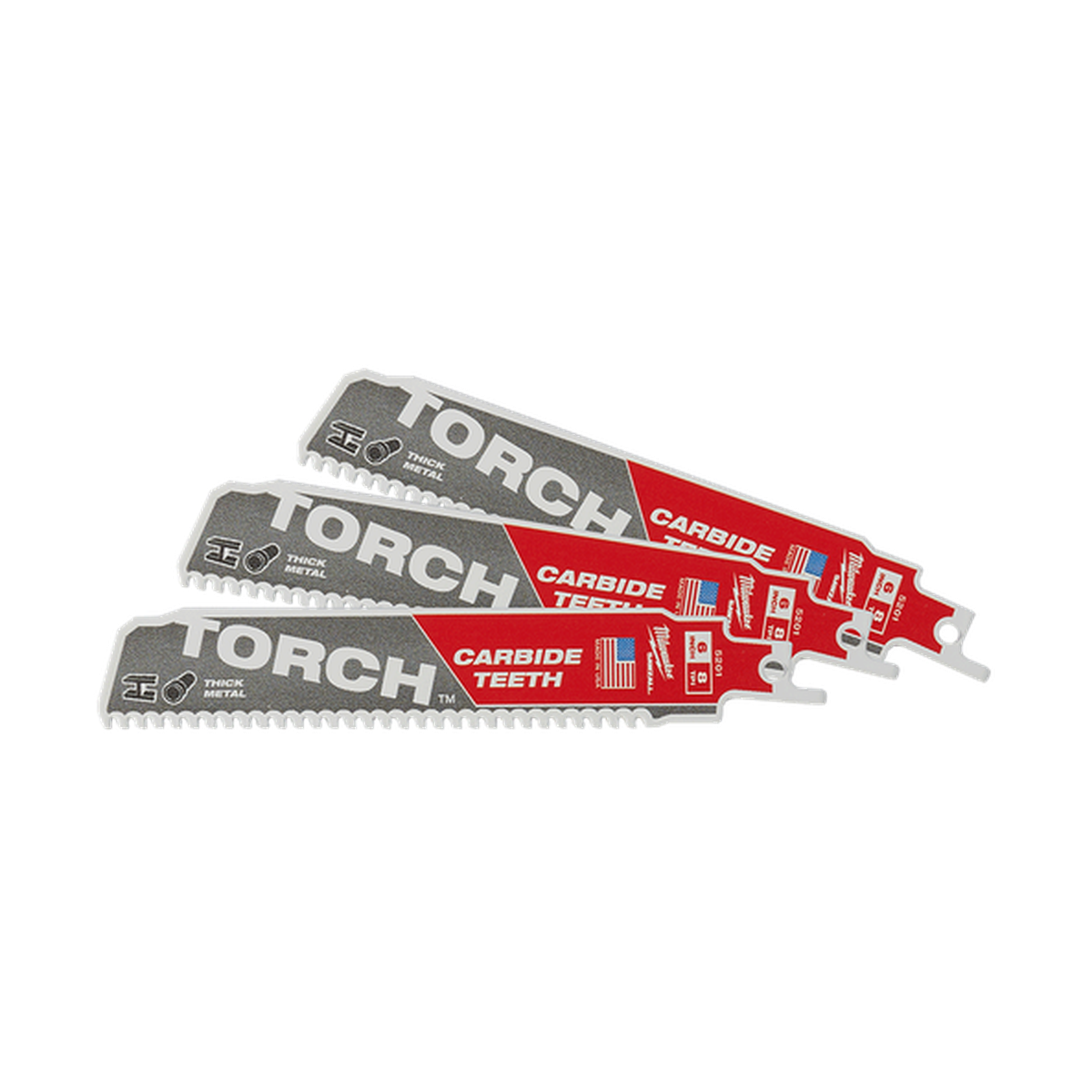 Milwaukee SAWZALL The TORCH with Carbide Teeth 150mm 6in 8TPI Blade 3Pk