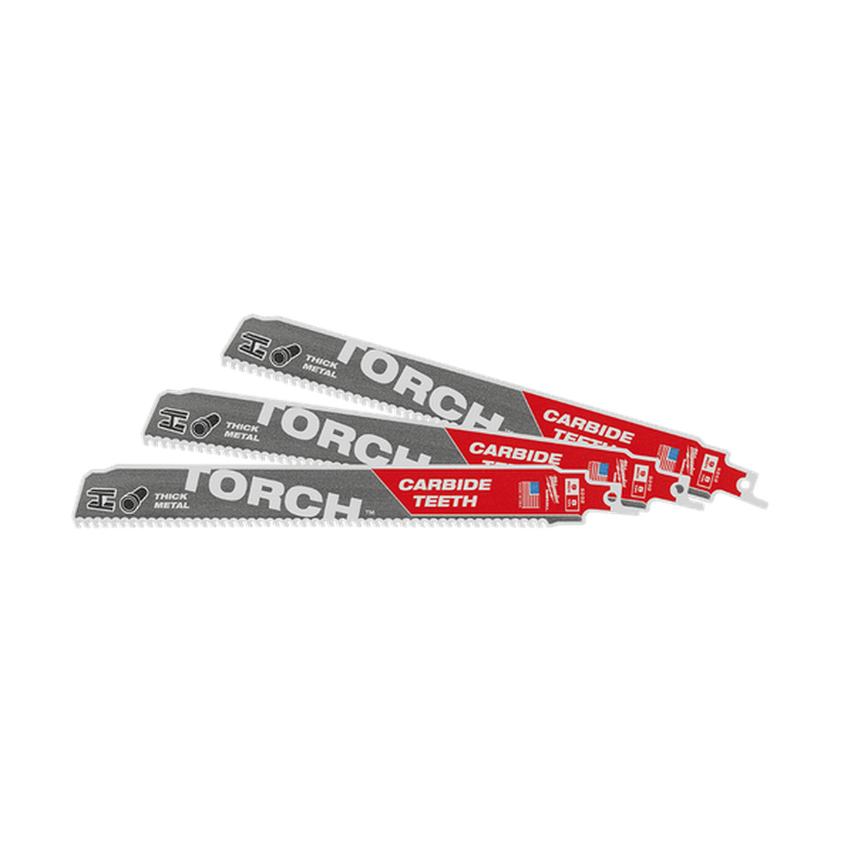 Milwaukee SAWZALL The TORCH with Carbide Teeth 230mm 9in 8TPI Blade 3Pk