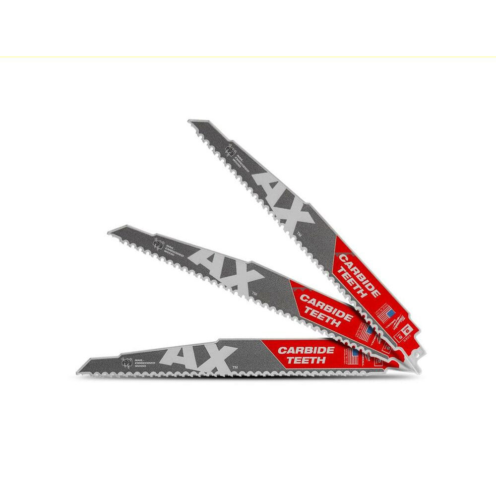 Milwaukee 48005326 3-Pack The AX Carbide Teeth 230mm (9") SAWZALL Reciprocating Saw Blades