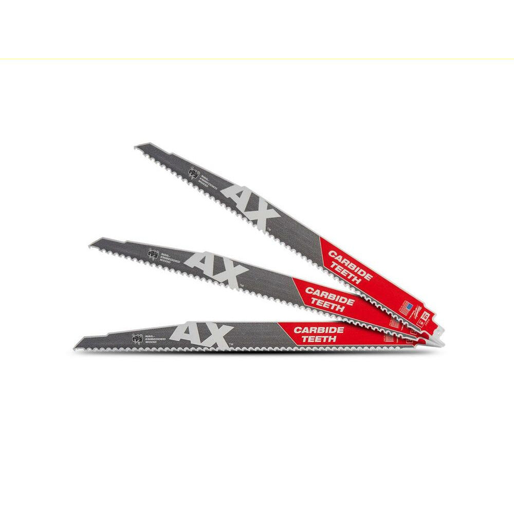 Milwaukee 48005327 3-Pack The AX Carbide Teeth 300mm (12") SAWZALL Reciprocating Saw Blades