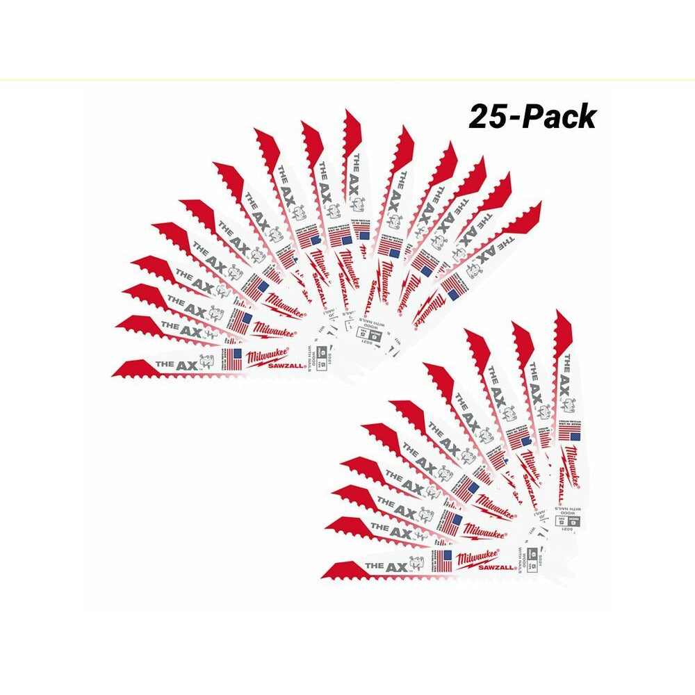 Milwaukee 48008026 25-Pack 230mm 5 TPI SAWZALL Saw Blades