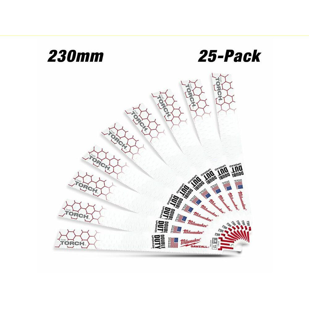 Milwaukee 48008787 25-Pack 230mm (9") 14TPI The Torch SAWZALL Metal Demolition Reciprocating Blades