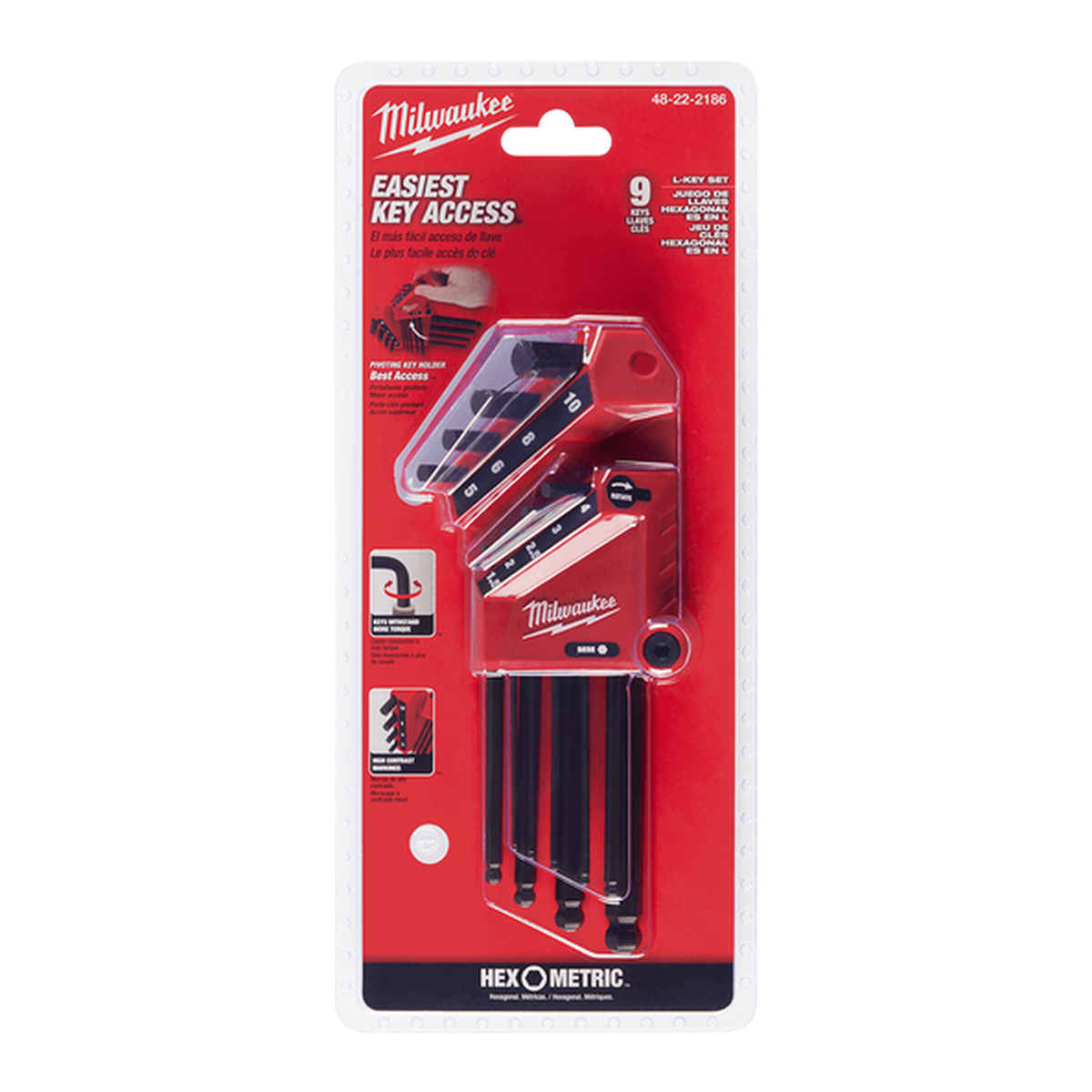 Milwaukee 9PC Metric L-Style with Ball End Hex Key Set