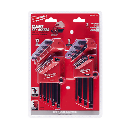 Milwaukee 22PC SAE/Metric L-Style with Ball End Hex Key Set 48222187