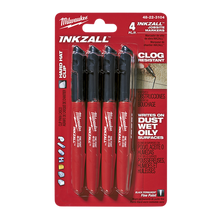 Milwaukee INKZALL Black Fine Point Markers 4 Pack 48223104