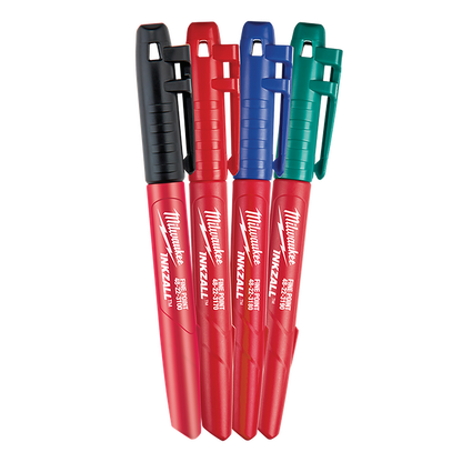 Milwaukee INKZALL Colour Fine Point Markers 4 Pack 48223106