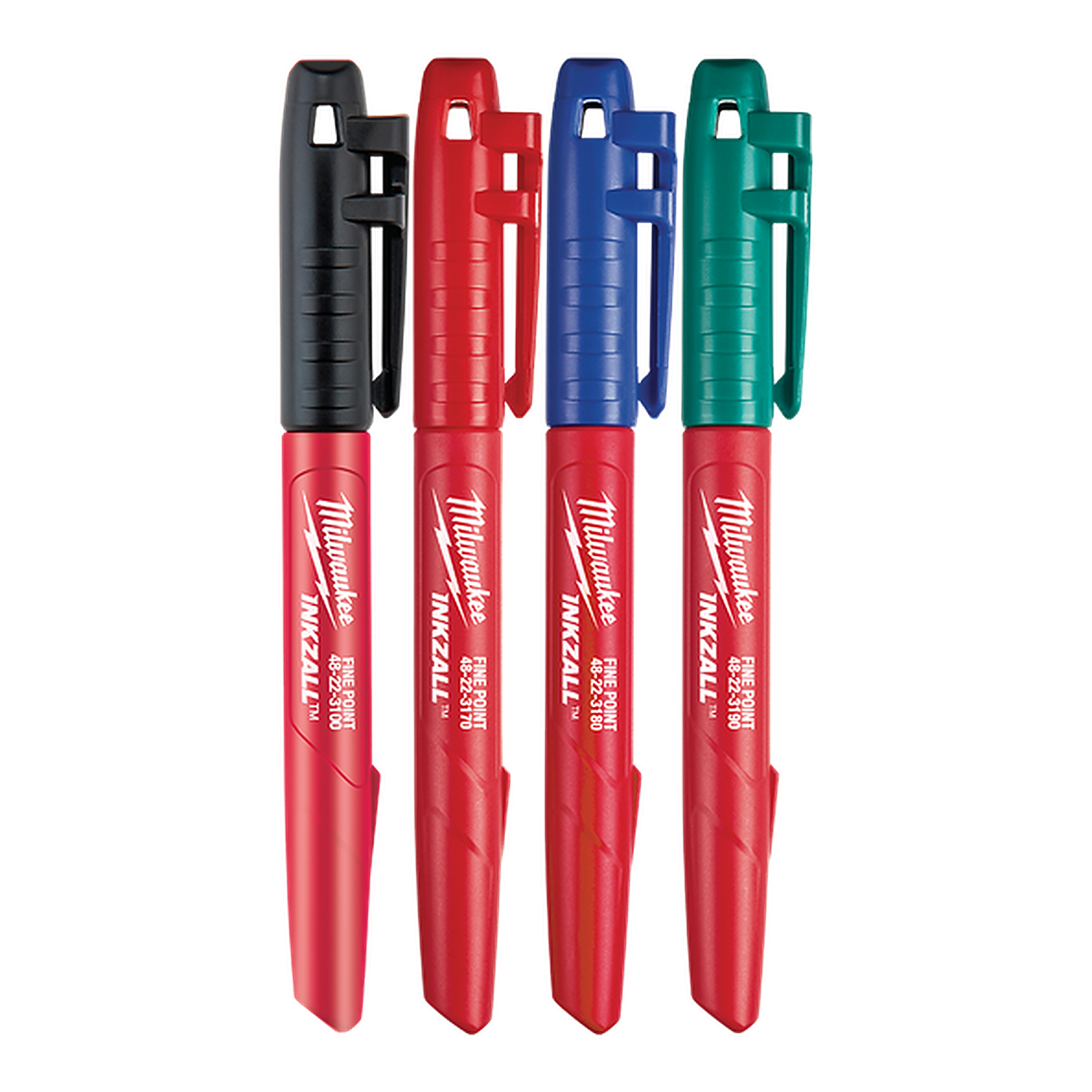 Milwaukee INKZALL Colour Fine Point Markers 4 Pack 48223106