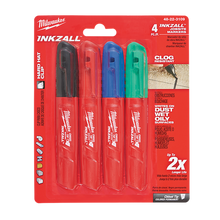Milwaukee INKZALL Chisel Tip Coloured Markers 4 Pack 48223109