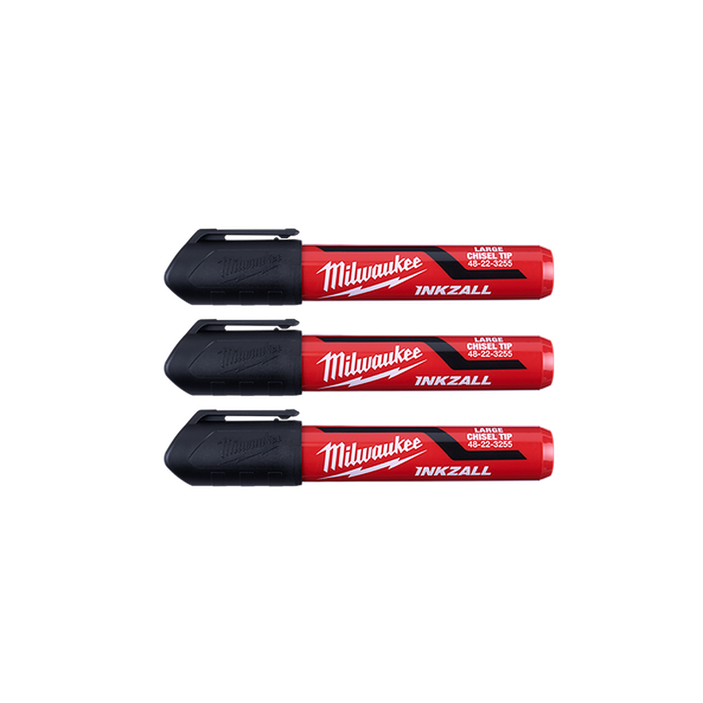 Milwaukee INKZALL 3PC Large Chisel Tip Black Marker