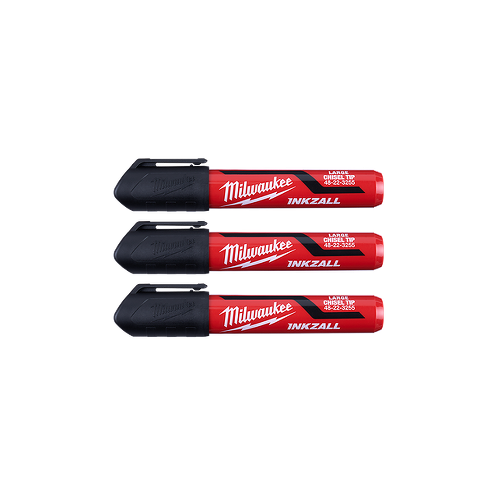 Milwaukee INKZALL 3PC Large Chisel Tip Black Marker