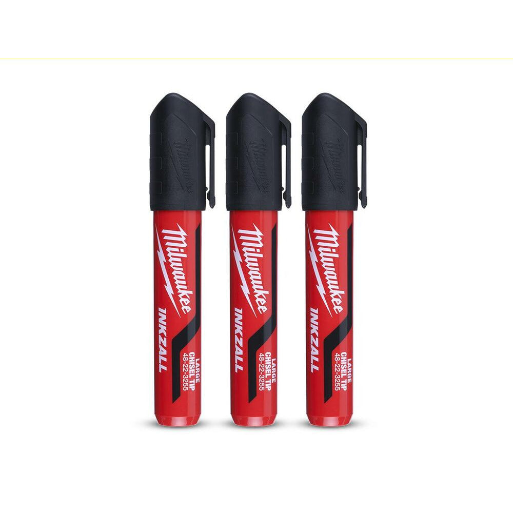 Milwaukee 48223250 3-Pack INKZALL Large Chisel Tip Black Marker