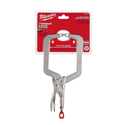 Milwaukee 228mm (9in) TORQUE LOCK Deep Reach C-Clamp Locking Pliers Regular Jaw 48223533