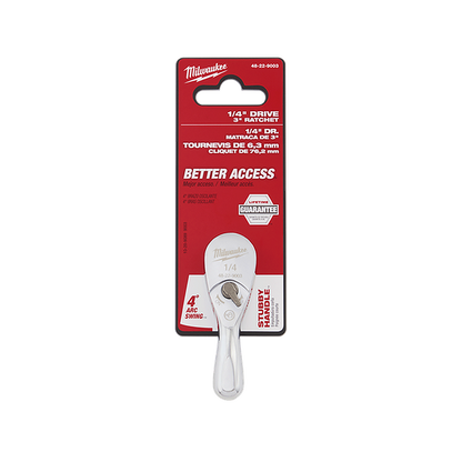 Milwaukee 1/4in Drive Fixed Head Ratchet 76mm (3in) 48229003