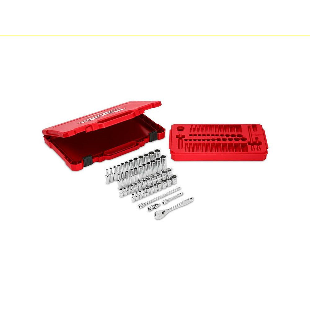 Milwaukee 48229004 50pce 1/4" Drive Ratchet & Socket SAE (Imperial & Metric) Set