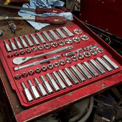 Milwaukee 3/8in Drive 56pc Ratchet & Socket Set - SAE & Metric 48229008