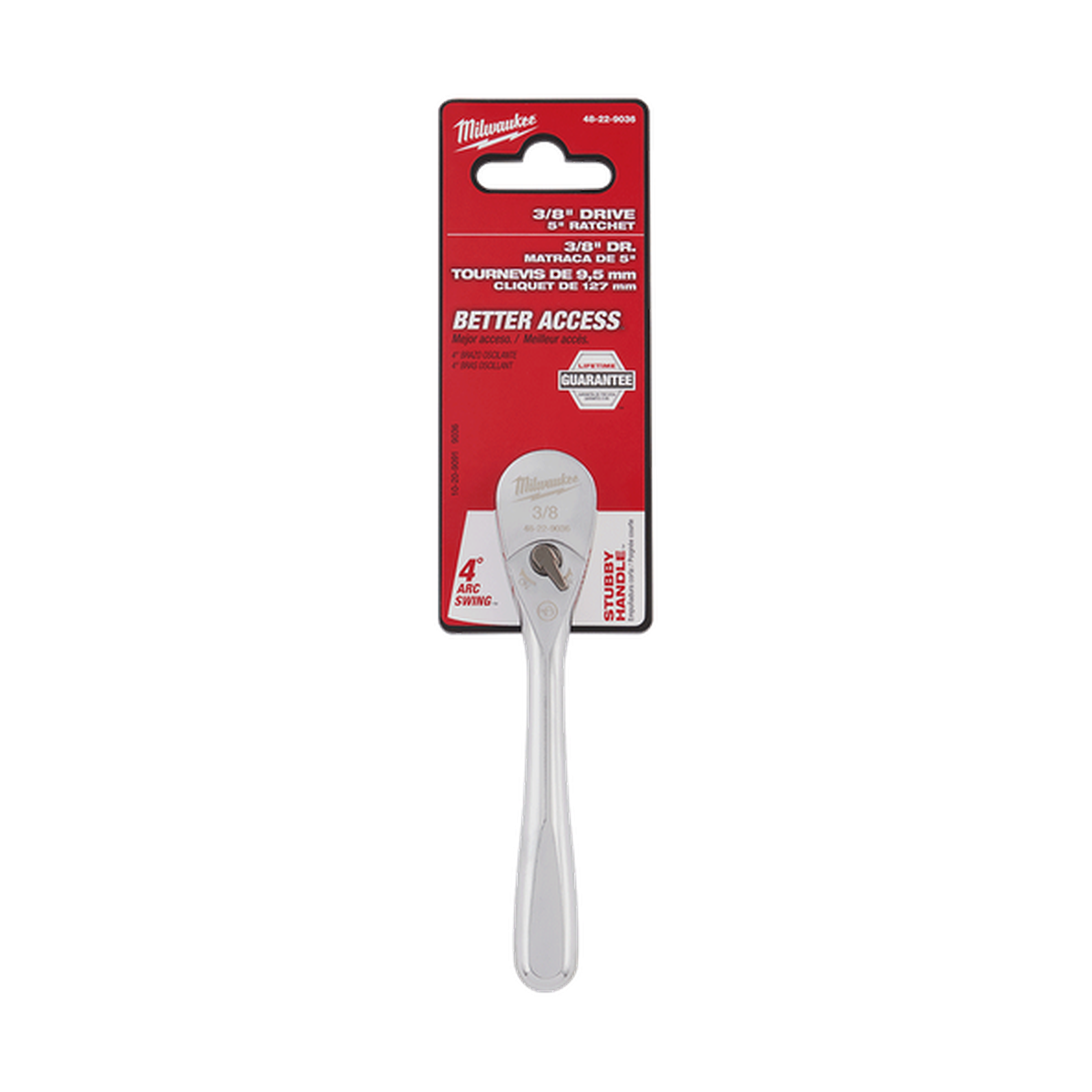 Milwaukee 3/8in Drive Fixed Head Ratchet 127mm (5in)