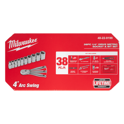 Milwaukee 1/4in Drive 38pc Metric Socket and Bit Set