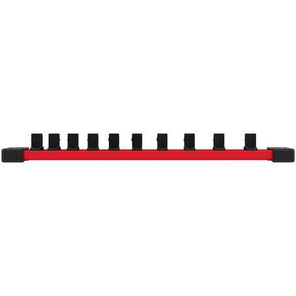 Milwaukee 3/8in Drive 10 Piece Standard SAE Socket Set with Storage Rail 48229403