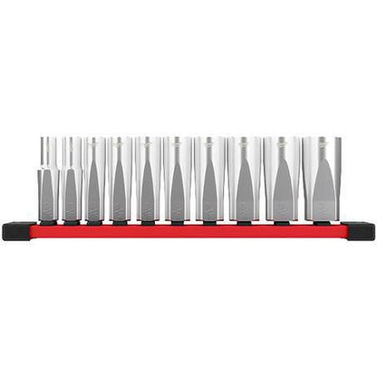 Milwaukee 3/8in Drive 10 Piece Deep SAE Socket Set with Storage Rail 48229405