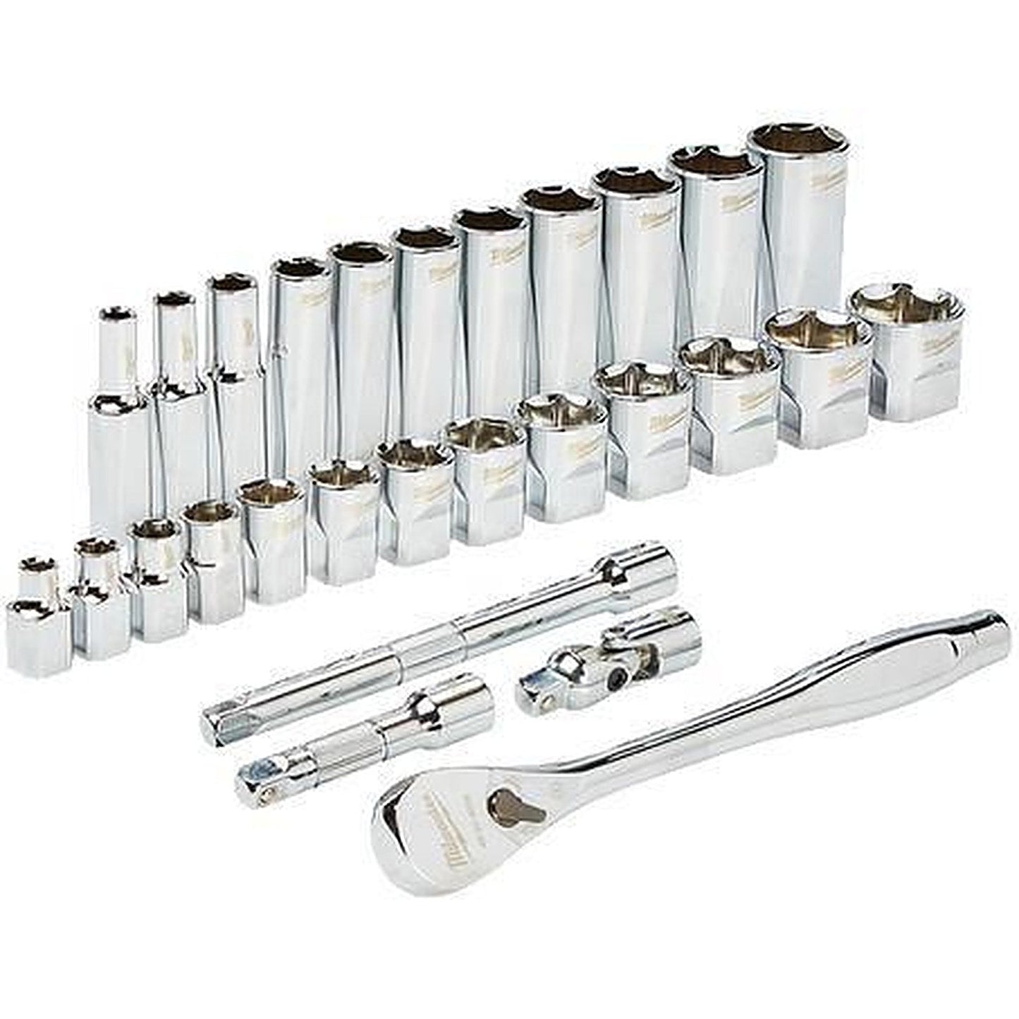 Milwaukee 3/8in Drive 28pc Ratchet & Socket Set - SAE 48229408