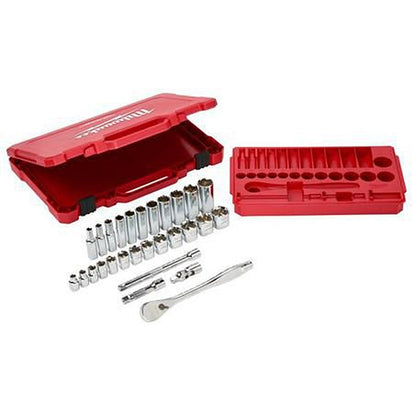 Milwaukee 3/8in Drive 28pc Ratchet & Socket Set - SAE 48229408