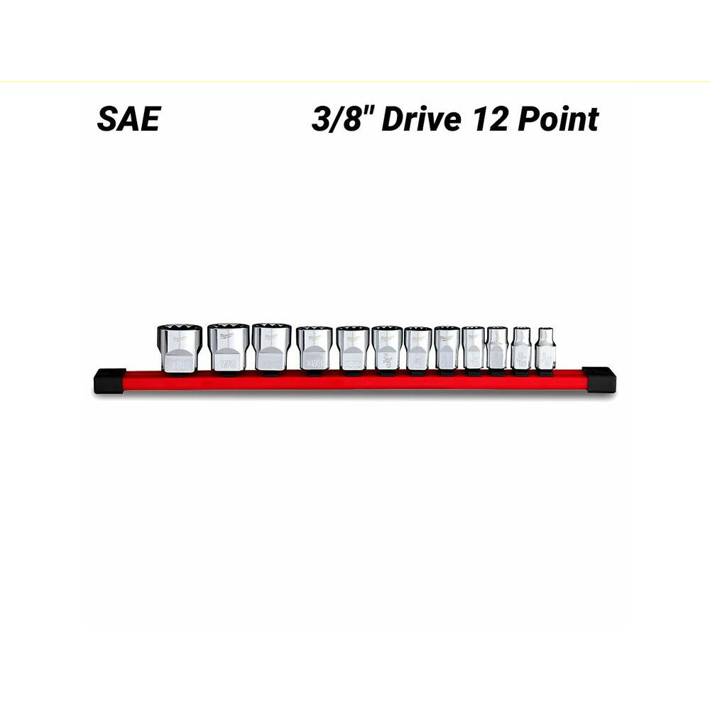 Milwaukee 48229420 12pce 3/8" Drive 12 Point SAE Socket Set