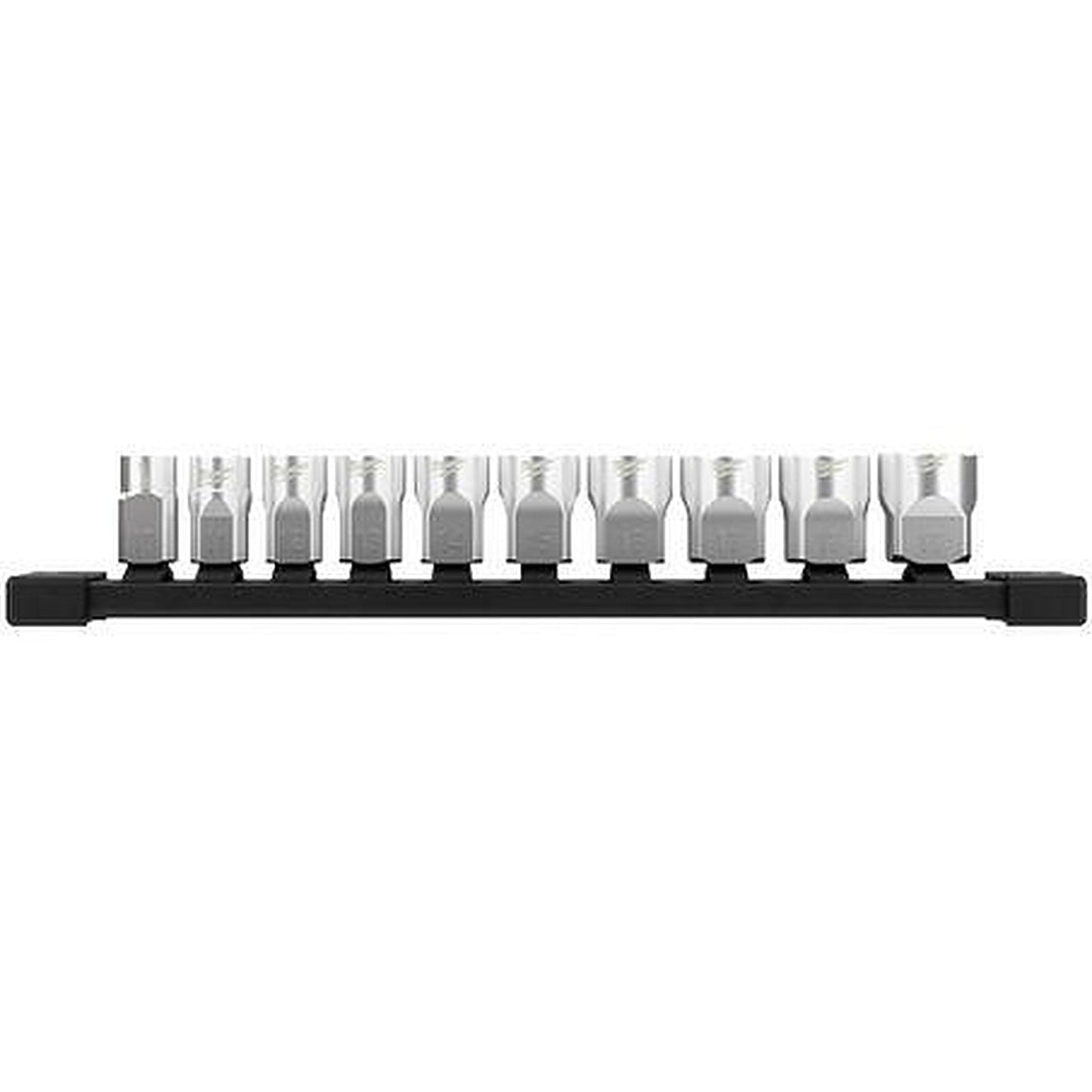 Milwaukee 3/8in Drive 10 Piece Standard Metric Socket Set with Storage Rail 48229503