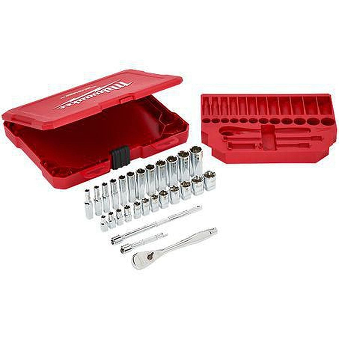 Milwaukee 1/4in Drive 28pc Ratchet & Socket Set - Metric 48229504