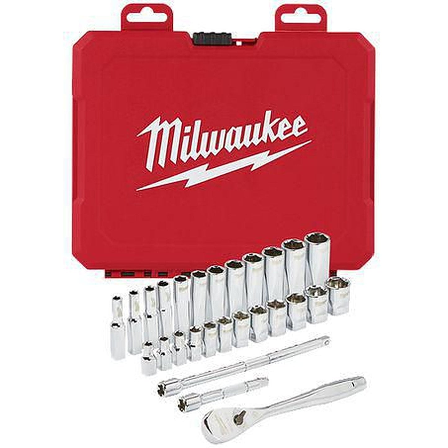Milwaukee 1/4in Drive 28pc Ratchet & Socket Set - Metric 48229504