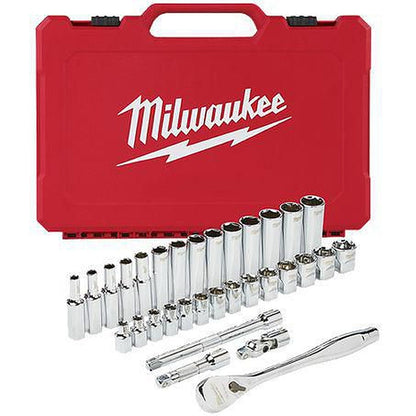 Milwaukee 3/8in Drive 32pc Ratchet & Socket Set - Metric 48229508