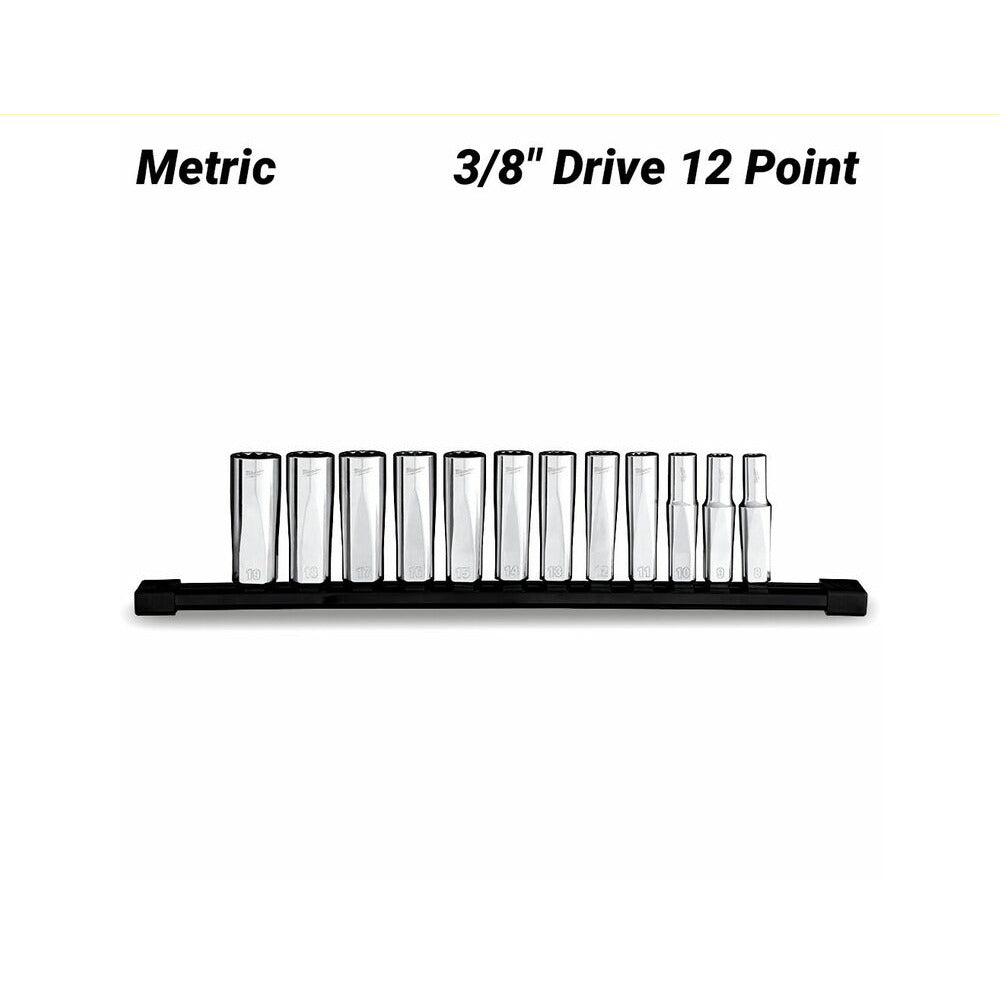 Milwaukee 48229521 12pce 3/8" Drive 12 Point Deep Metric Socket Set